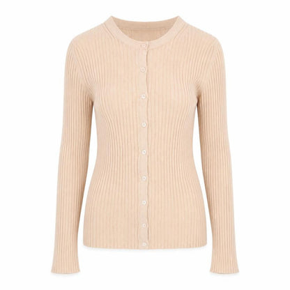 French Connection Womens Beige XS Ribbed Knit Button Cardigan