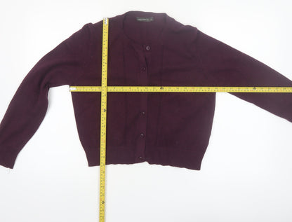 French Connection Women's Purple XL Crew Neck Button Cardigan