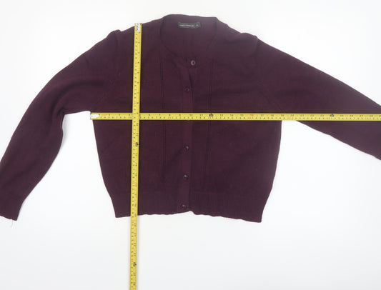French Connection Women's Purple XL Crew Neck Button Cardigan