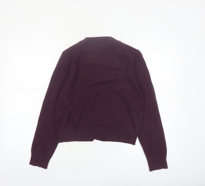 French Connection Women's Purple XL Crew Neck Button Cardigan