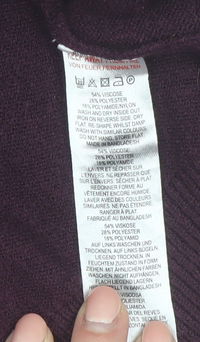 French Connection Women's Purple XL Crew Neck Button Cardigan