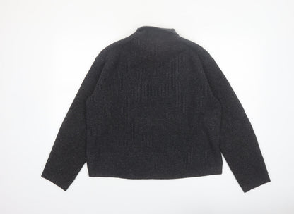 Uniqlo Women Black Roll Neck Ribbed Knit Jumper Size S