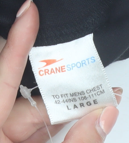 Crane Sports Men's Black Long Sleeve High Neck Training Top Size L