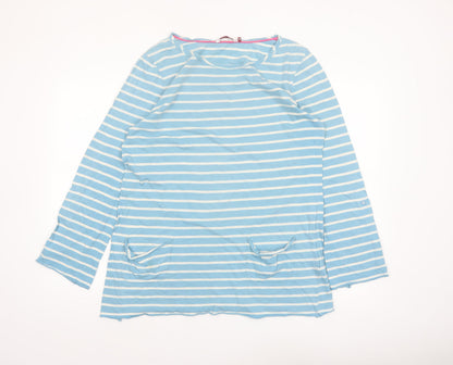 White Stuff Women's Blue Striped Cotton Long Sleeve Tunic Top Size 16