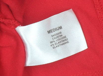 Precis Women Red Wrap V-Neck 3/4 Sleeve Jersey Blouse M
