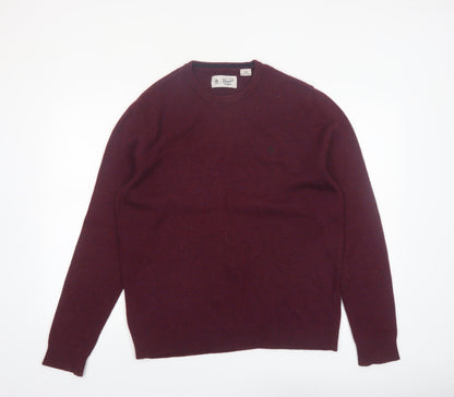 Original Penguin Men's Red Wool Crew Neck Jumper Size L
