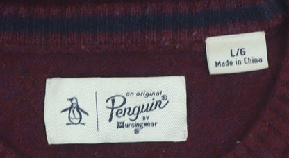 Original Penguin Men's Red Wool Crew Neck Jumper Size L