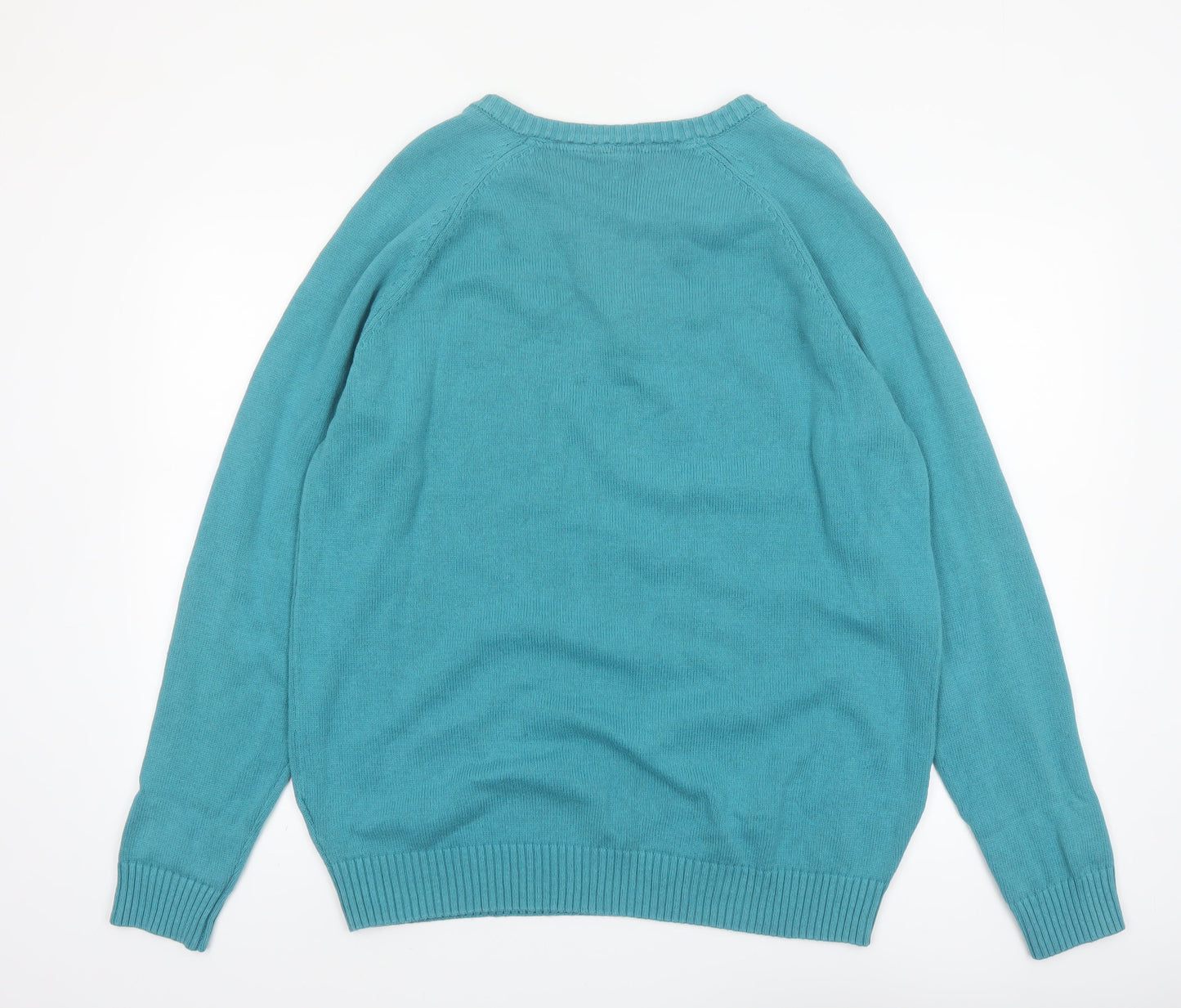 Cotton Traders Men's Green Henley Jumper Size L 100% Cotton