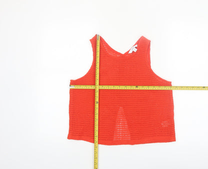 Next Womens Red Cropped Knit Tank Top M Cotton Blend