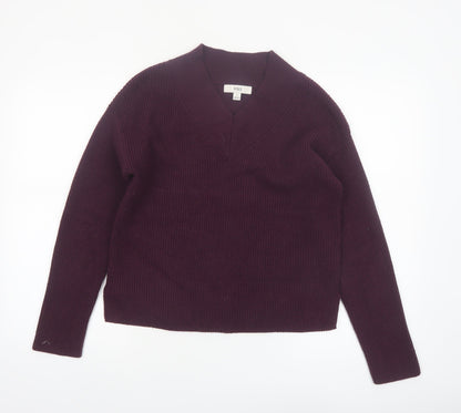 Marks and Spencer Women Purple V-Neck Knit Jumper Size S