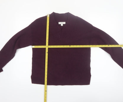 Marks and Spencer Women Purple V-Neck Knit Jumper Size S