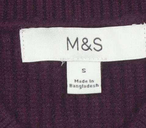 Marks and Spencer Women Purple V-Neck Knit Jumper Size S