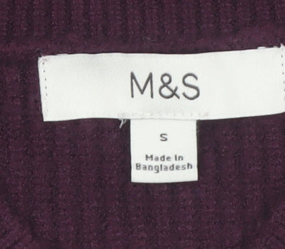 Marks and Spencer Women Purple V-Neck Knit Jumper Size S