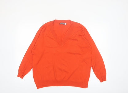 Mint Velvet Women's Orange V-Neck Pullover Jumper Size S