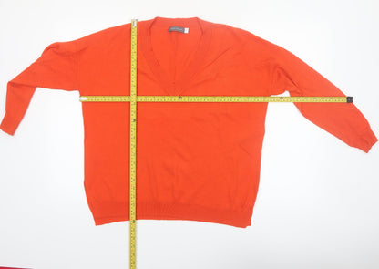 Mint Velvet Women's Orange V-Neck Pullover Jumper Size S