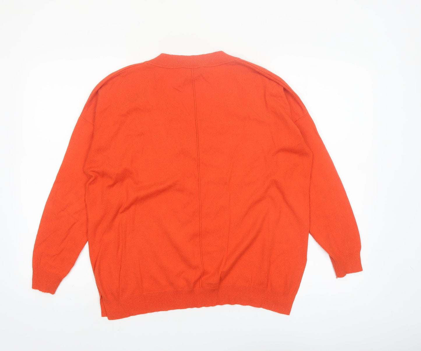 Mint Velvet Women's Orange V-Neck Pullover Jumper Size S