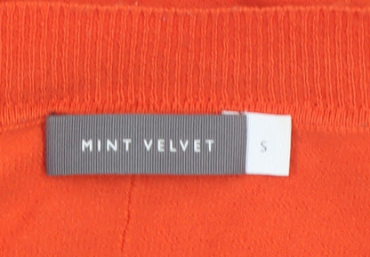 Mint Velvet Women's Orange V-Neck Pullover Jumper Size S