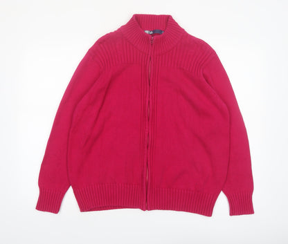 Isle Womens Pink Full Zip Cotton Knit Jumper Size 22 Plus