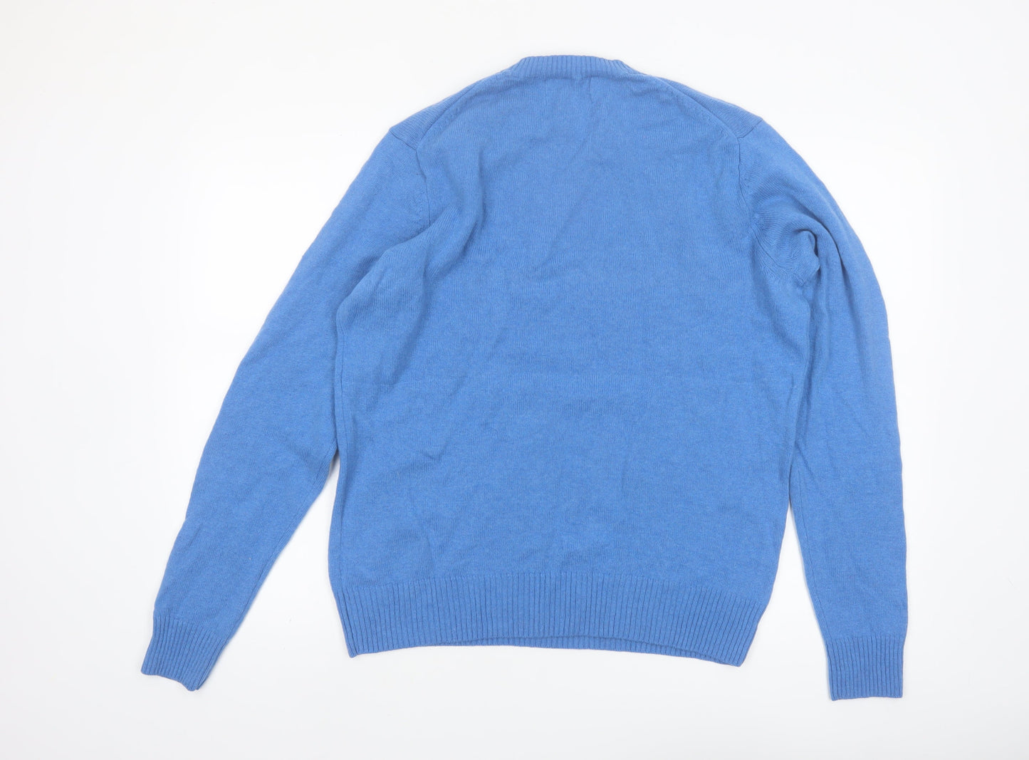 Marks and Spencer Men's Blue Wool Crew Neck Jumper Size M
