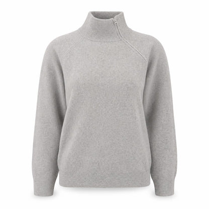 Marks & Spencer Women's Grey High Neck Zip Knit Jumper XS