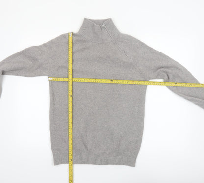 Marks and Spencer Women's Grey High Neck Zip Knit Jumper XS
