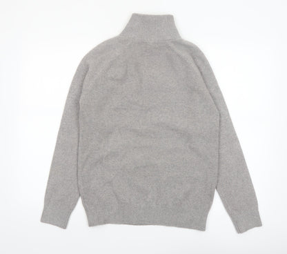 Marks and Spencer Women's Grey High Neck Zip Knit Jumper XS