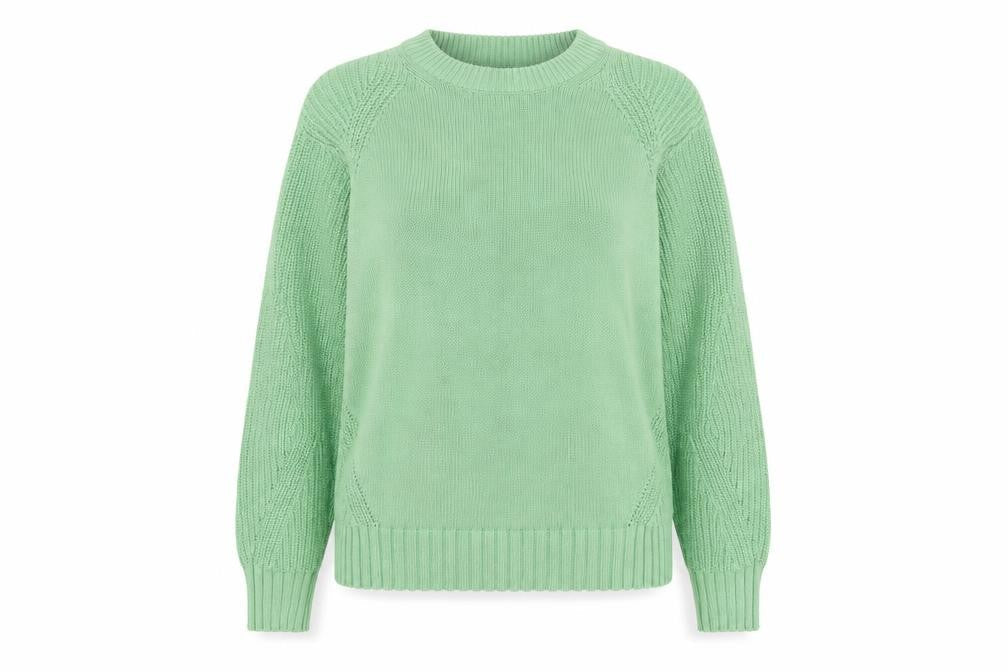 Marks and Spencer Women's Green Cotton Crew Neck Jumper L