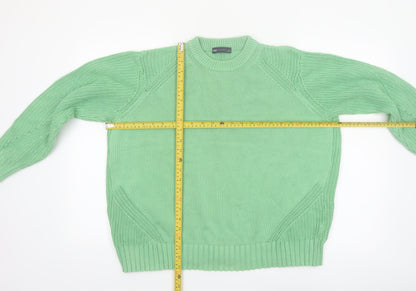 Marks and Spencer Women's Green Cotton Crew Neck Jumper L