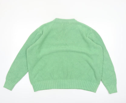 Marks and Spencer Women's Green Cotton Crew Neck Jumper L
