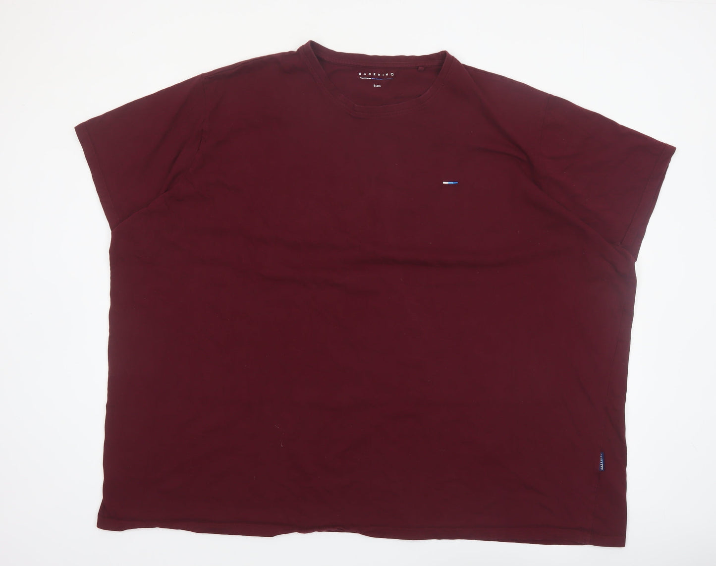 BadRhino Men's Burgundy Cotton Crew Neck Short Sleeve T-Shirt 5-6XL