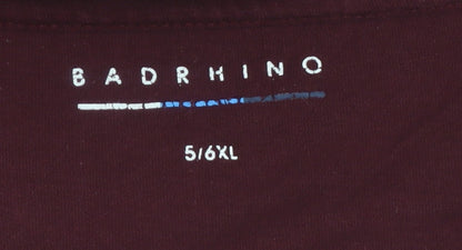 BadRhino Men's Burgundy Cotton Crew Neck Short Sleeve T-Shirt 5-6XL