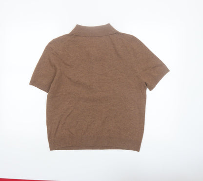 Marks and Spencer Autograph Brown Wool Cashmere Collared Henley Jumper Women's M