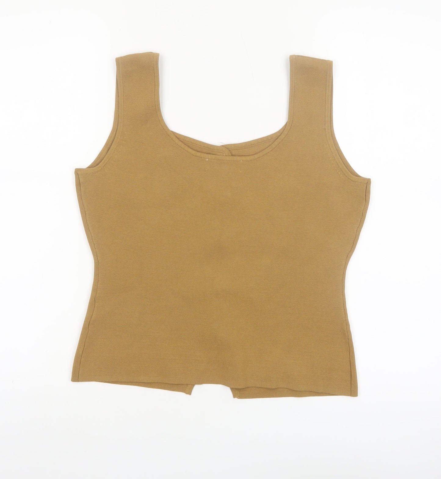 Marks and Spencer Women Brown Knit Square Neck Button Tank Top Size S