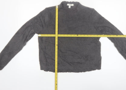 Marks and Spencer Women Grey Size 12 Mock Neck Long Sleeve Jumper