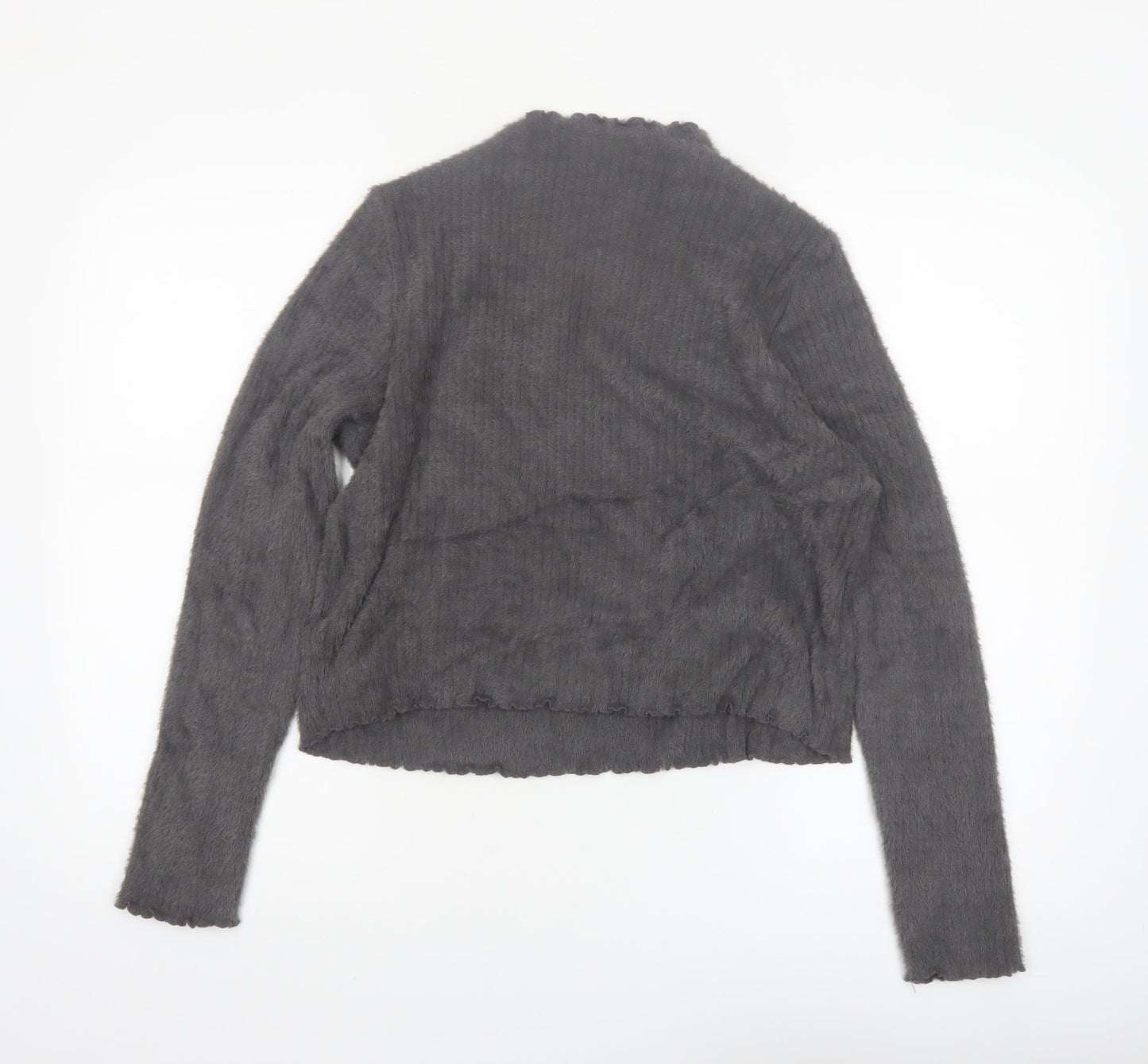 Marks and Spencer Women Grey Size 12 Mock Neck Long Sleeve Jumper