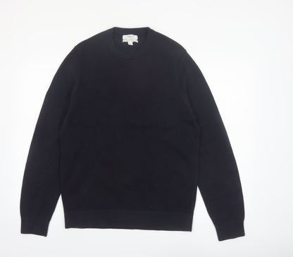 Marks and Spencer Men's Black Cotton Crew Neck Jumper L