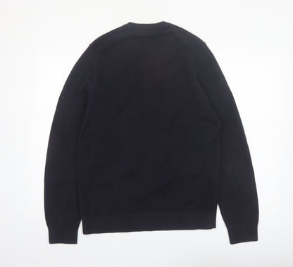 Marks and Spencer Men's Black Cotton Crew Neck Jumper L