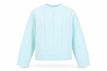Marks & Spencer Women’s Blue Open Knit Mock Neck Jumper Size S