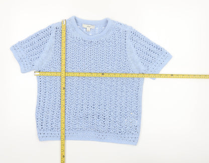 Marks and Spencer Women Blue Open Knit Cotton Jumper M