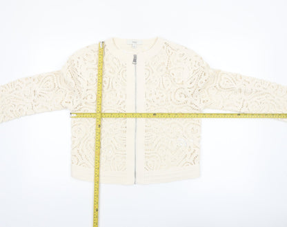 Marks and Spencer Women's Ivory Lace Crochet Zip Jacket S