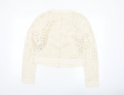 Marks and Spencer Women's Ivory Lace Crochet Zip Jacket S