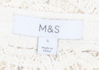 Marks and Spencer Women's Ivory Lace Crochet Zip Jacket S