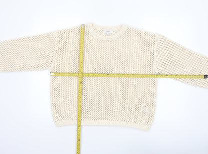 Marks and Spencer Womens Ivory Open Knit Relaxed Pullover Jumper M