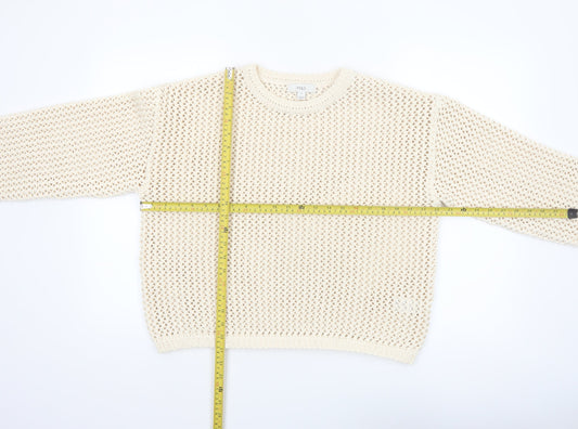 Marks and Spencer Womens Ivory Open Knit Relaxed Pullover Jumper M