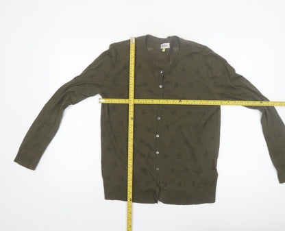 Heyton Womens Green Cotton Crew Neck Button Cardigan L 14