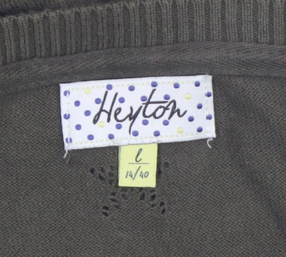 Heyton Womens Green Cotton Crew Neck Button Cardigan L 14