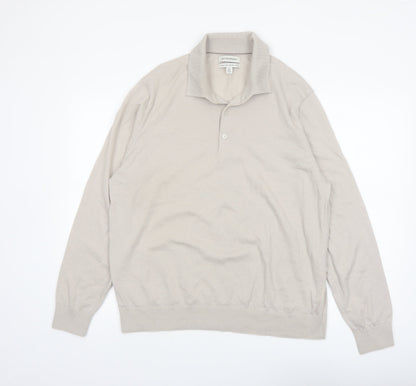 Marks and Spencer Autograph Mens Beige 2XL Wool Collared Pullover Jumper