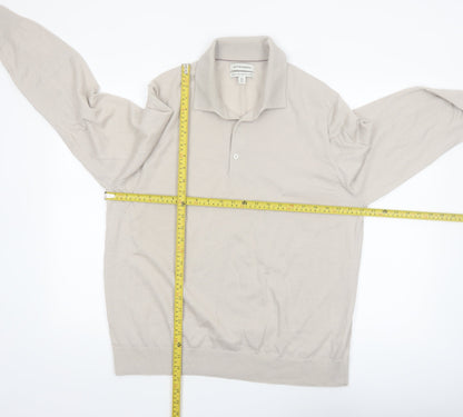 Marks and Spencer Autograph Mens Beige 2XL Wool Collared Pullover Jumper