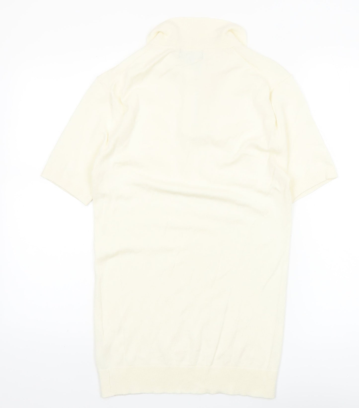 boohooMAN Ivory Zip Neck Short Sleeve Polo Shirt Men M