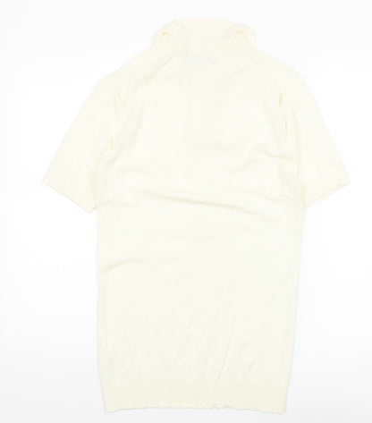 boohooMAN Ivory Zip Neck Short Sleeve Polo Shirt Men M